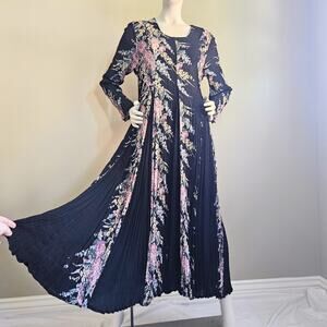 Vintage 90s Starina Dress Crinkle Floral Grunge Fairy Maxi Whimsigoth Size M